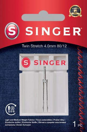 Singer Twin Stretch Needle, Decorative, 4.0 80/12 1PK